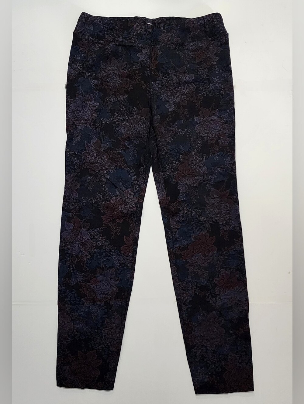 Straight Leg Deep Dark Floral Print Pants